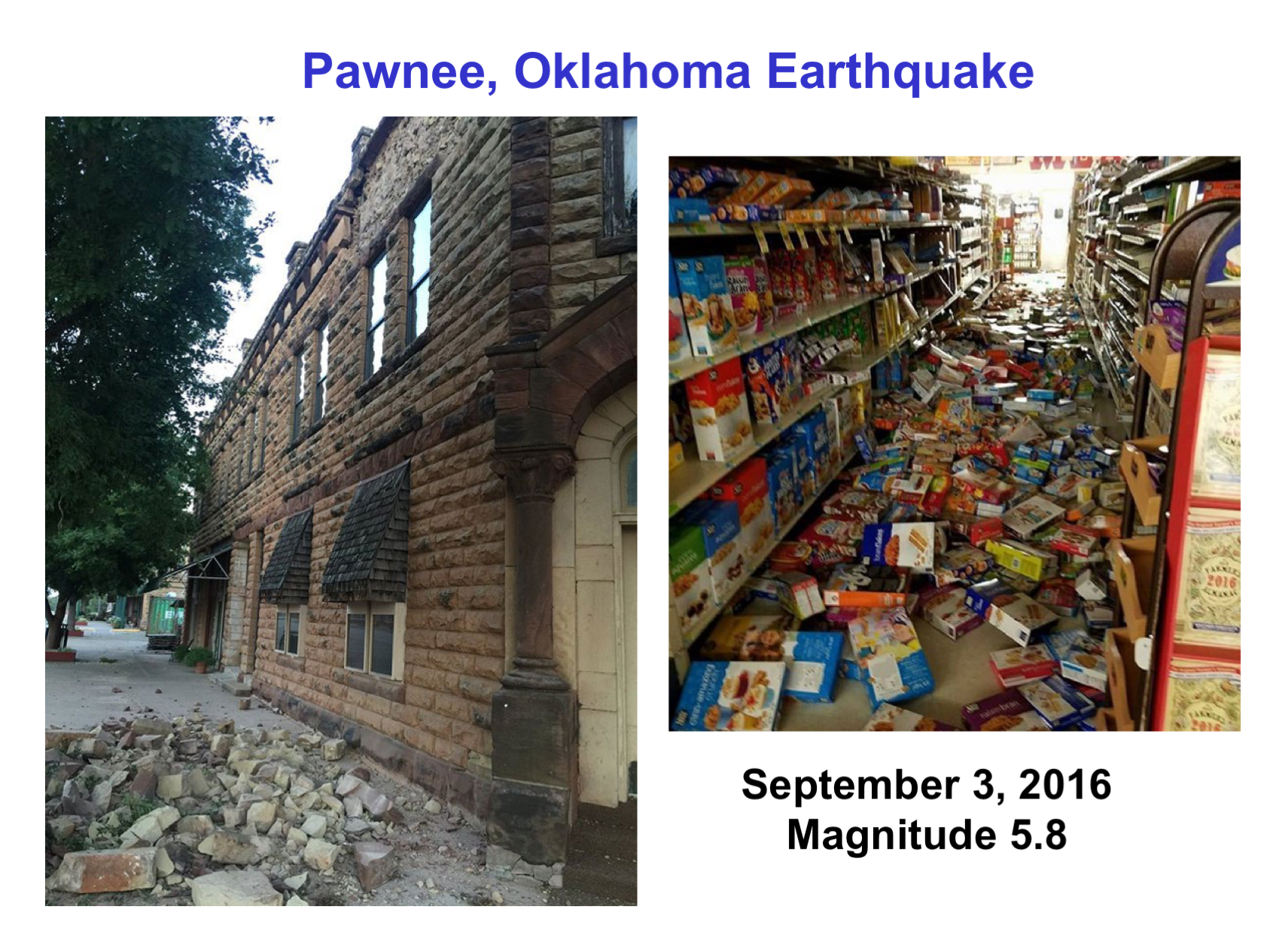 Pawnee, OK quake damage